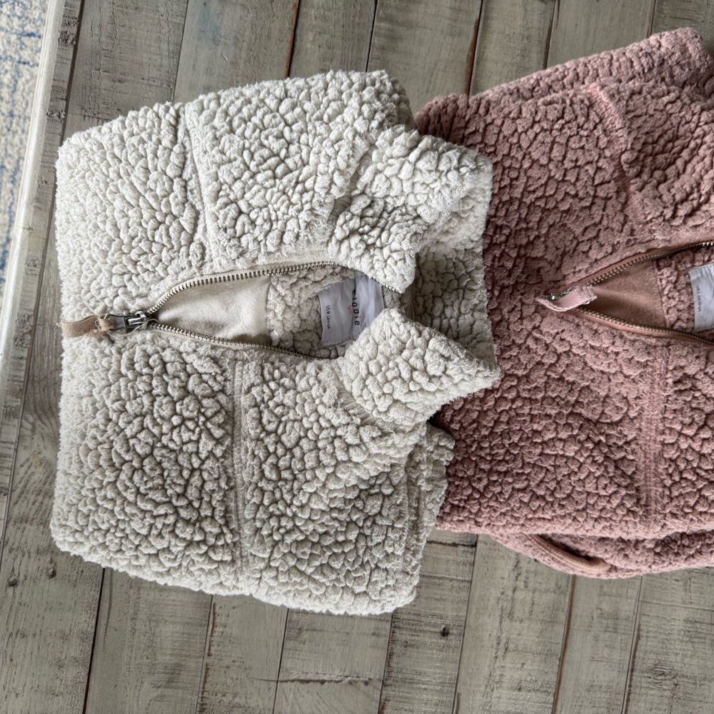 Eloise girl Cozy Sherpa Kids Jacket - girls M Cream and girls L Mauve